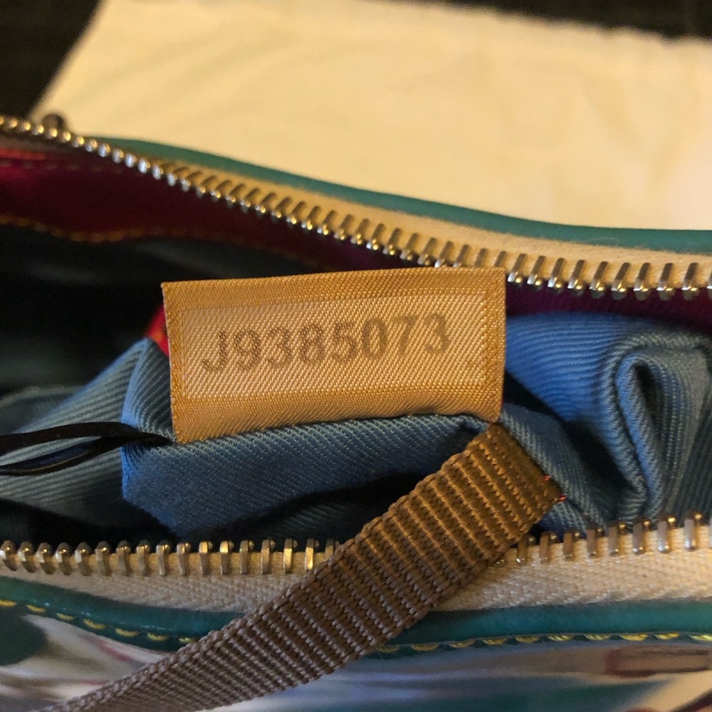 Dooney & Bourke Teal Blue Patent Leather and Tan Vachetta Leather Shoulder Bag - Picture 10 of 11